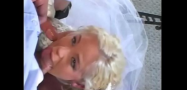  Blonde MILF fucks two guys on her wedding day